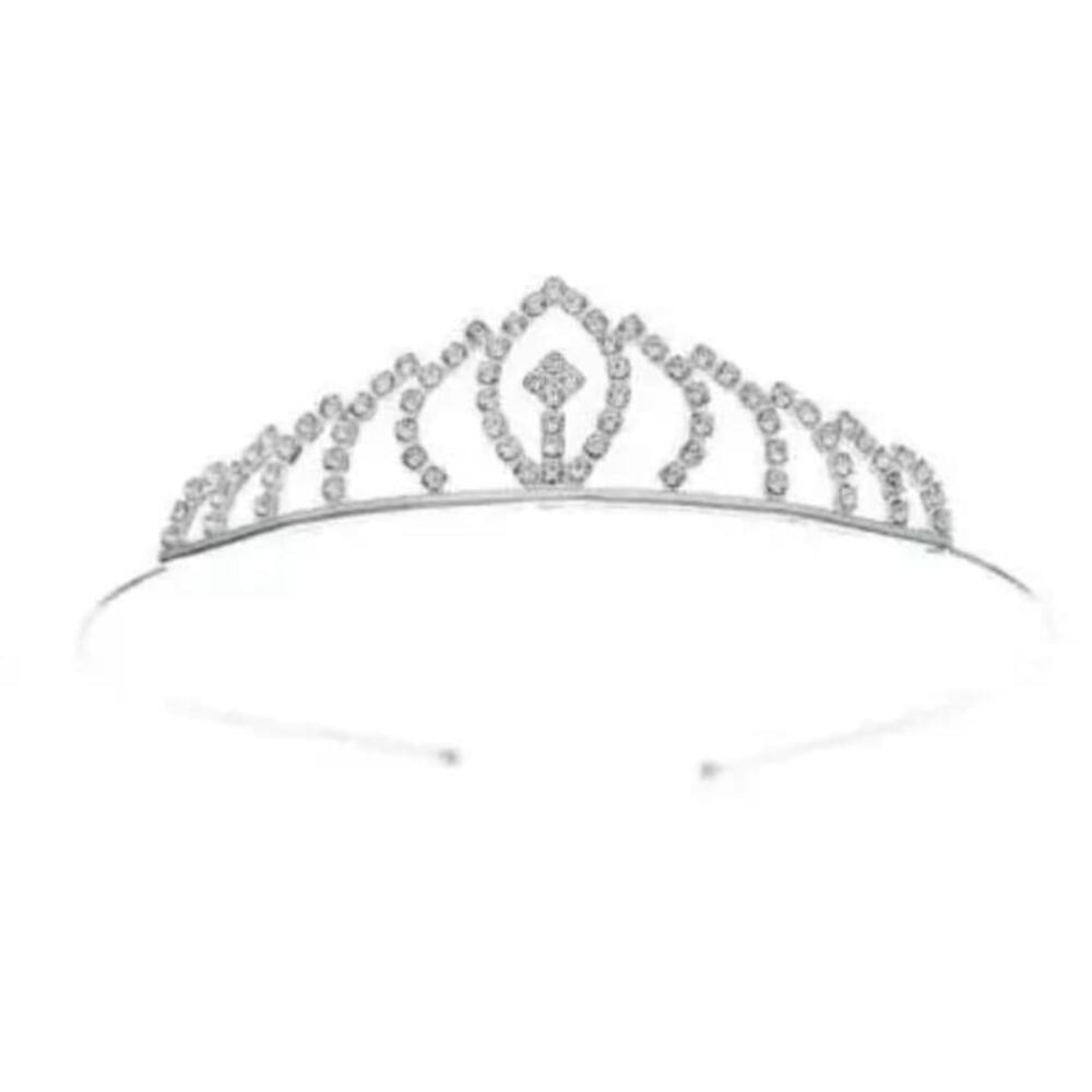 Princess Style Rhinestone Crown In Silver